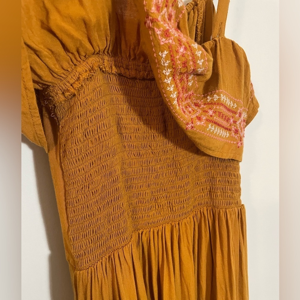 Aeropostale Brownish Orange Blouse Dress Tunic Size S Button Down & Embroidered - Picture 7 of 15